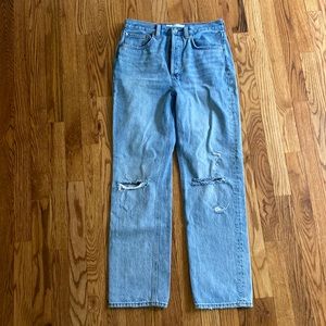 ripped straight leg jeans